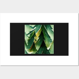 Watercolor Christmas Trees Posters and Art